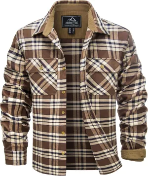 TACVASEN Men's Flannel Shirts Cotton Plaid Shirt Long Sleeve Button Up Shirt Jackets with 2 Chest Pockets