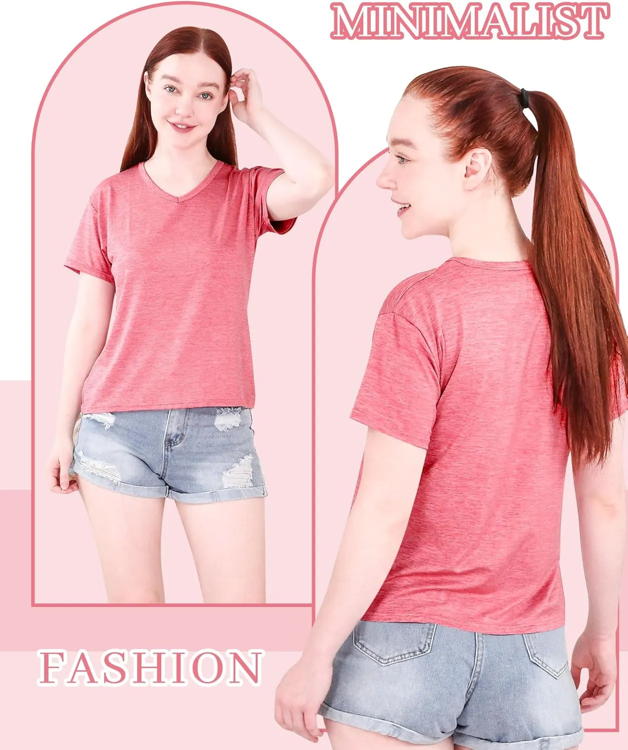 Taiyin 10Pcs Women's Dry Fit T Shirts V Neck Short Sleeve Lightweight Shirts Tee for Workout Athletic Yoga Gym Hiking Running