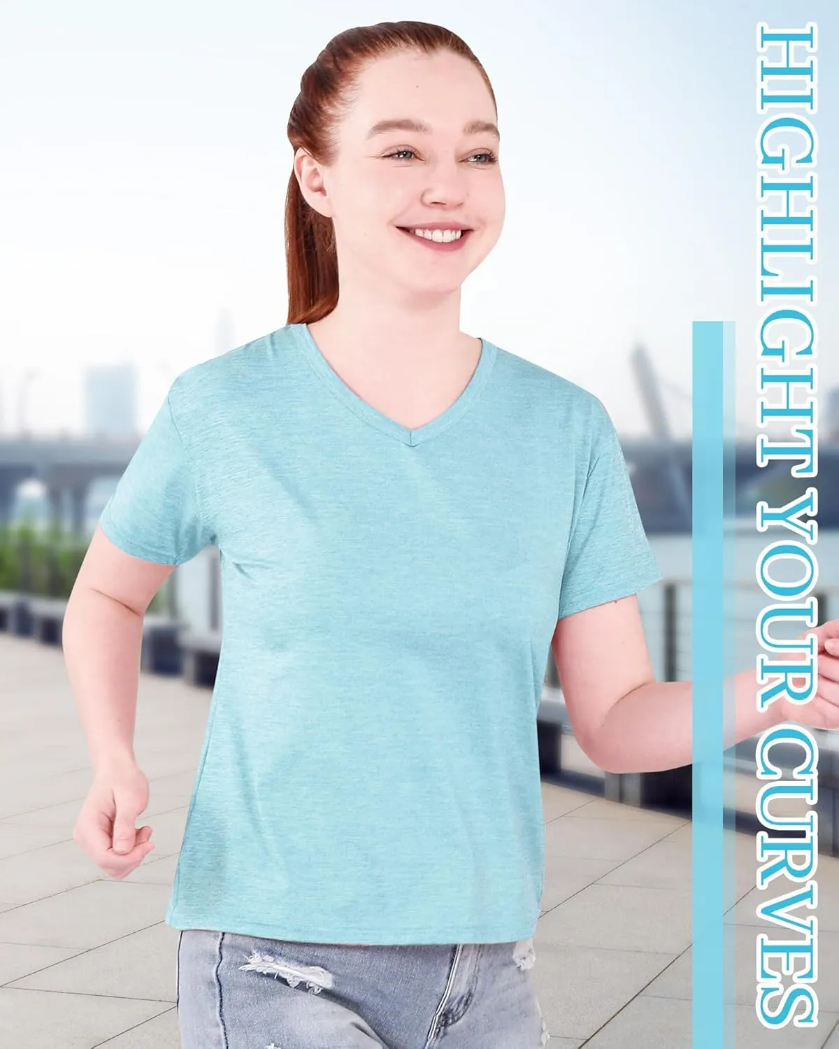Taiyin 10Pcs Women's Dry Fit T Shirts V Neck Short Sleeve Lightweight Shirts Tee for Workout Athletic Yoga Gym Hiking Running