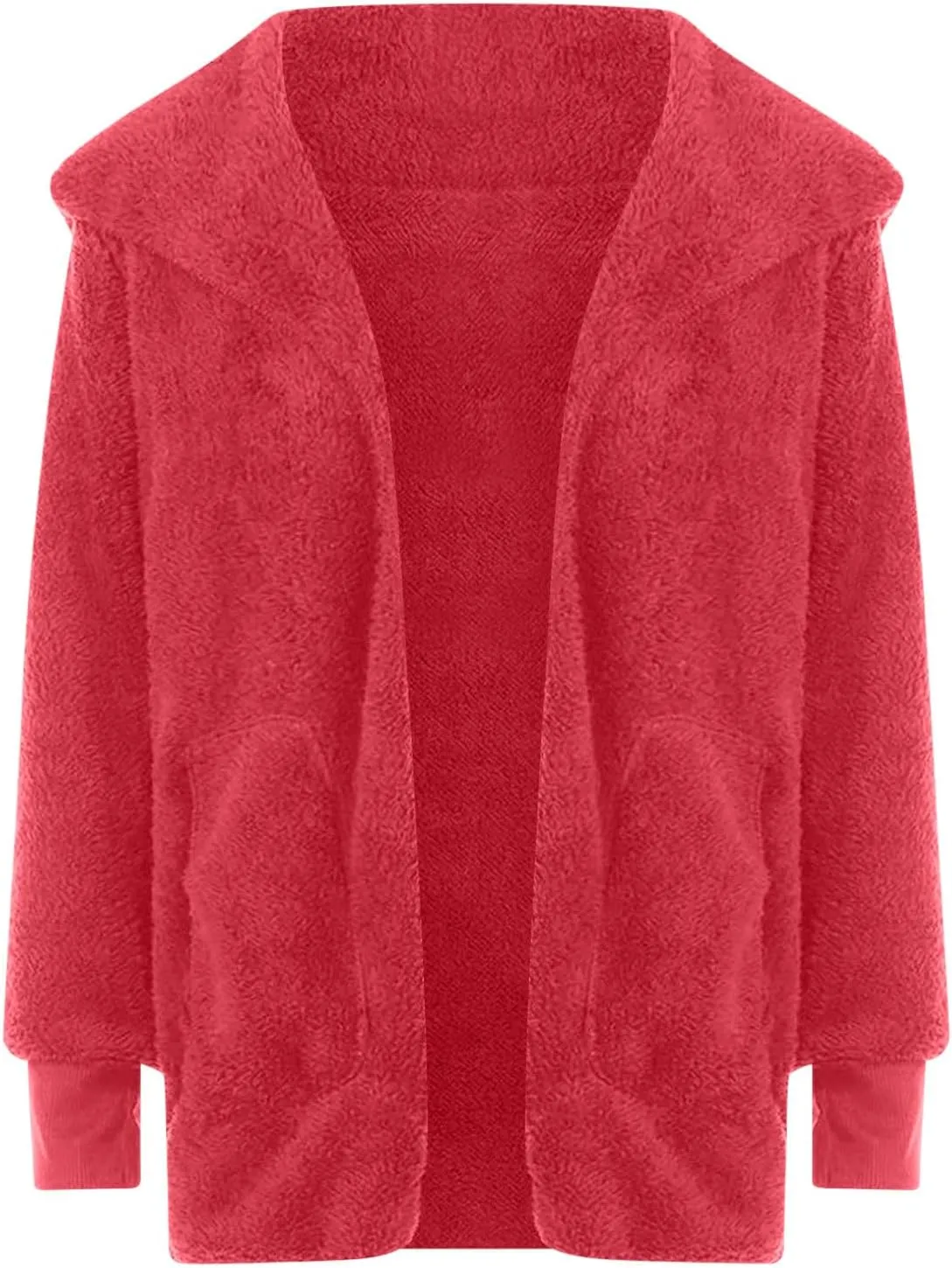 TANGNADE Sherpa Jacket Women with Hood Fleece Fuzzy Hooded Casual Coats Winter Cardigan Open Front Coat Outwear