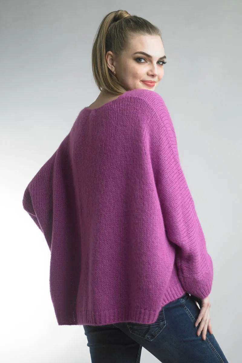 Tempo Paris Luscious Berry Oversized Cozy Warm Sweater