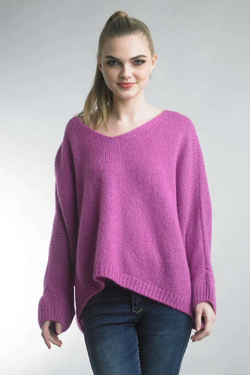 Tempo Paris Luscious Berry Oversized Cozy Warm Sweater
