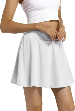Tennis Skorts for Women Tummy Control High Waisted Golf Skirts Casual Lightweight Running Skort Workout A-Line Mini Skirt