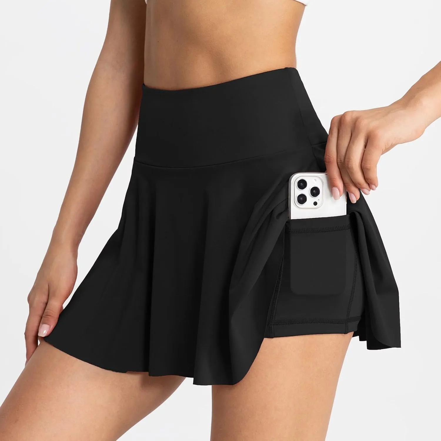 Tennis Skorts for Women Tummy Control High Waisted Golf Skirts Casual Lightweight Running Skort Workout A-Line Mini Skirt