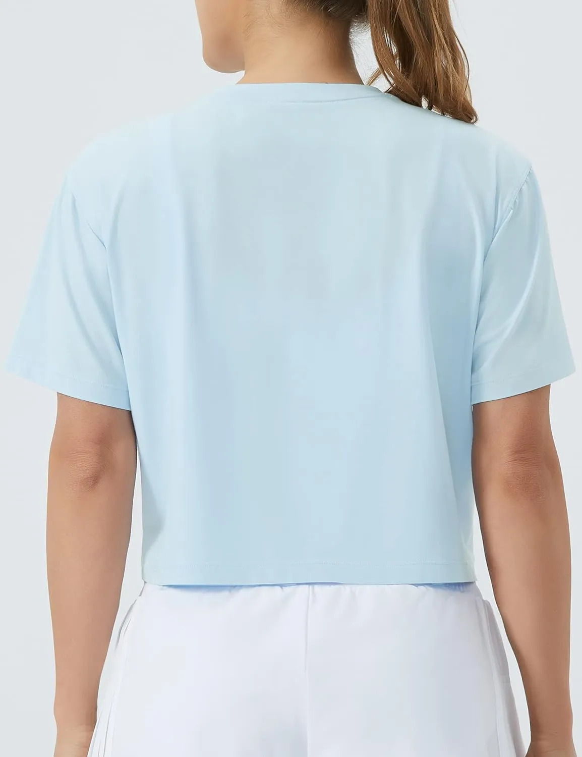 THE GYM PEOPLE Women's Workout Crop Top T-Shirt Short Sleeve Boxy Yoga Running Cropped Basic Tee