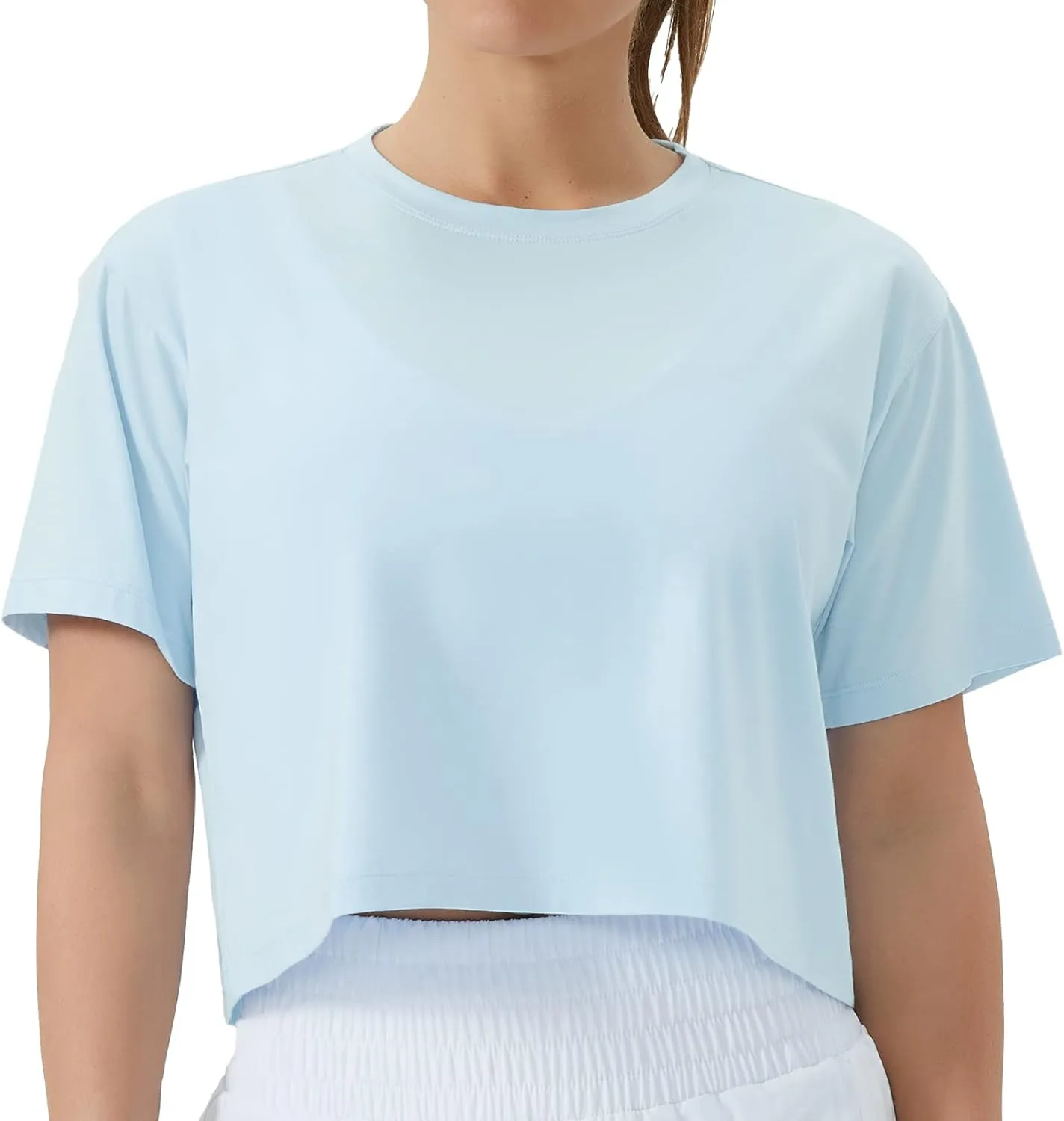 THE GYM PEOPLE Women's Workout Crop Top T-Shirt Short Sleeve Boxy Yoga Running Cropped Basic Tee