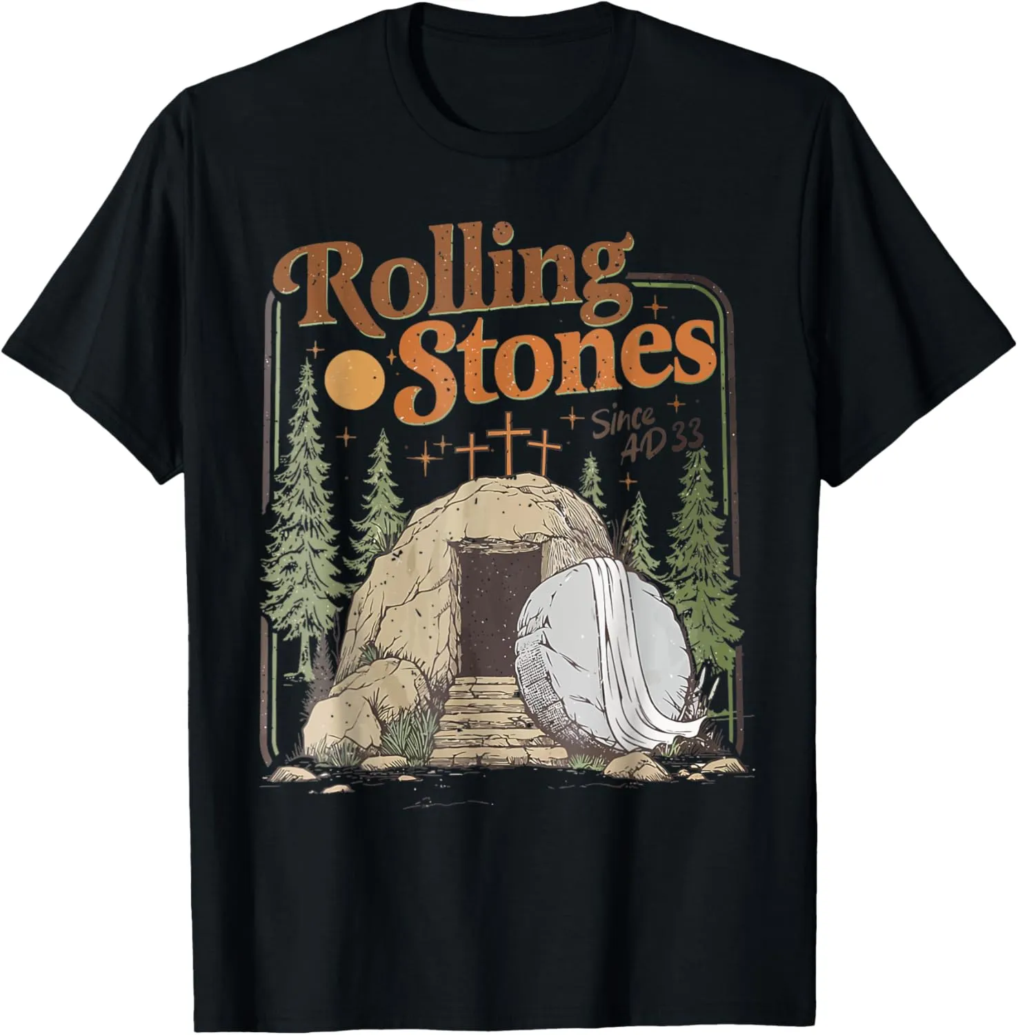 The Stone Was Rolled Away He Is Alive Retro Christian Easter T-Shirt