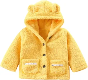 Toddler Baby Boy Girl Little Cute Bear Hoodie Jacket Fuzzy Winter Warm Sweatshirt Coat with Pockets