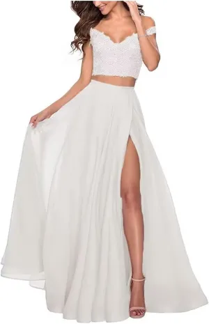 Two Piece Prom Dresses Long Formal for Women Teens Homecoming Graduation Party BD450