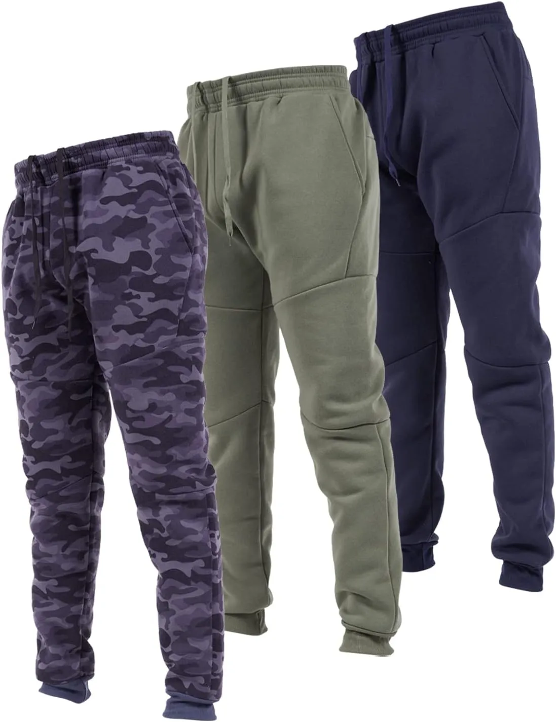 Ultra Performance 3 Pack Fleece Active Tech Joggers for Men, Mens Sweatpants with Zipper Pockets