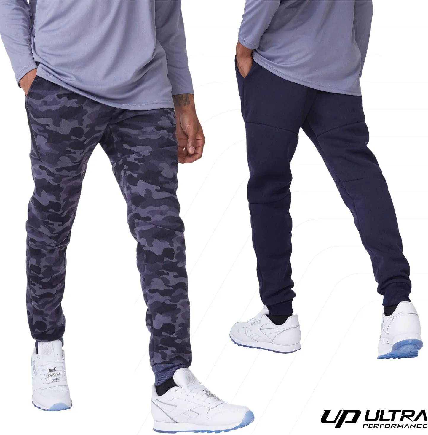 Ultra Performance 3 Pack Fleece Active Tech Joggers for Men, Mens Sweatpants with Zipper Pockets