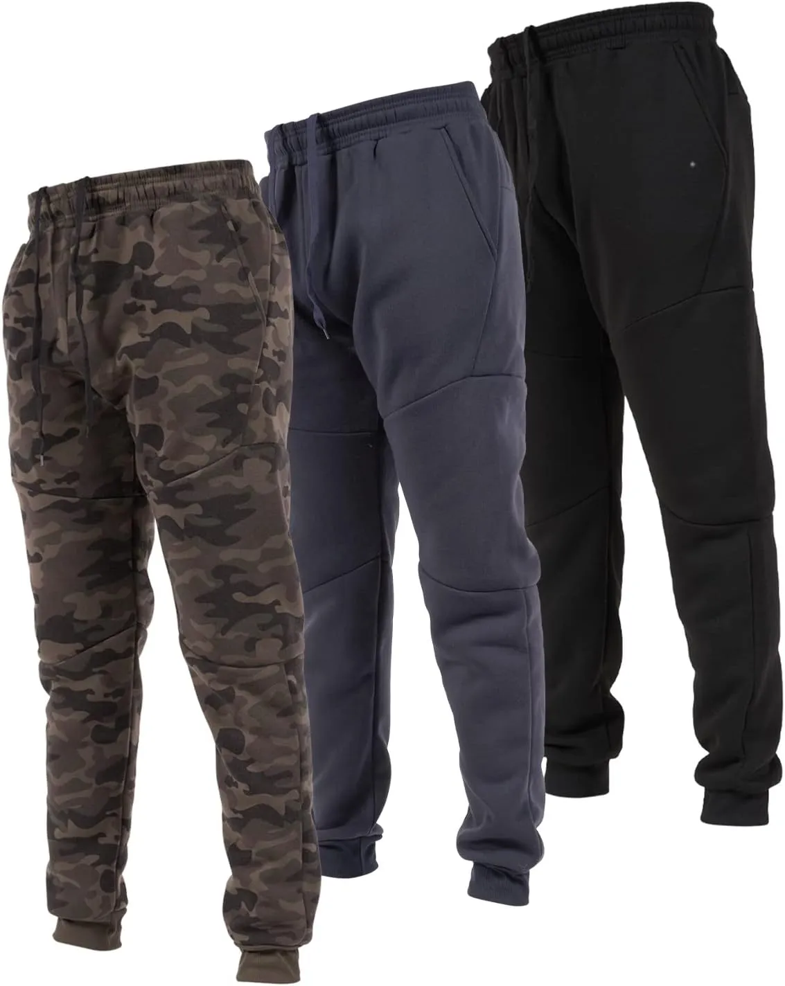 Ultra Performance 3 Pack Fleece Active Tech Joggers for Men, Mens Sweatpants with Zipper Pockets