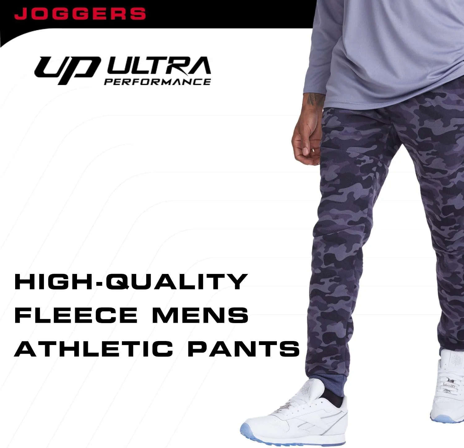 Ultra Performance 3 Pack Fleece Active Tech Joggers for Men, Mens Sweatpants with Zipper Pockets