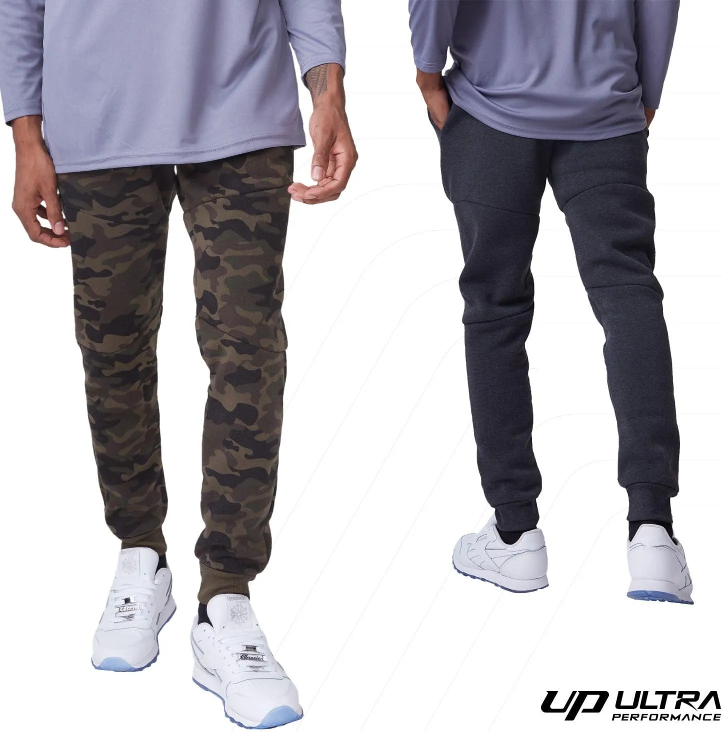 Ultra Performance 3 Pack Fleece Active Tech Joggers for Men, Mens Sweatpants with Zipper Pockets