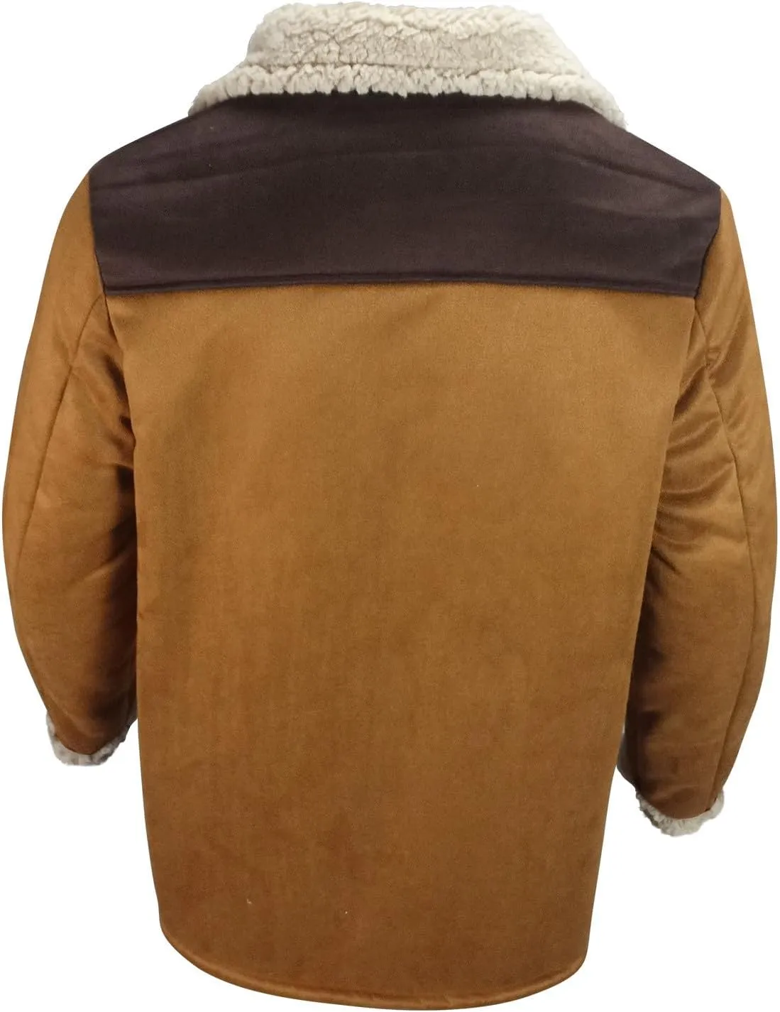 Vintage Suede Pocket Plush Reversed Collar Mens Outdoor Jacket Coat Retro Top Western Windbreaker Trench Coat