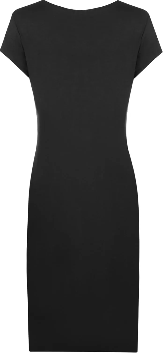WearAll Womens Plus Size Plain Short Sleeve Stretch Ladies Jersey Midi Dress 4-22
