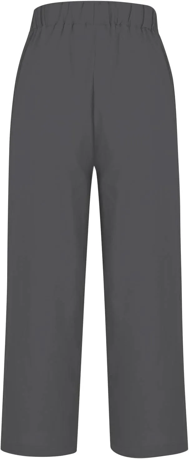 Wide Leg Linen Pants for Women Cotton and Linen Long Pants Lightweight Elastic Waist Pant Comfy Pants Women Women