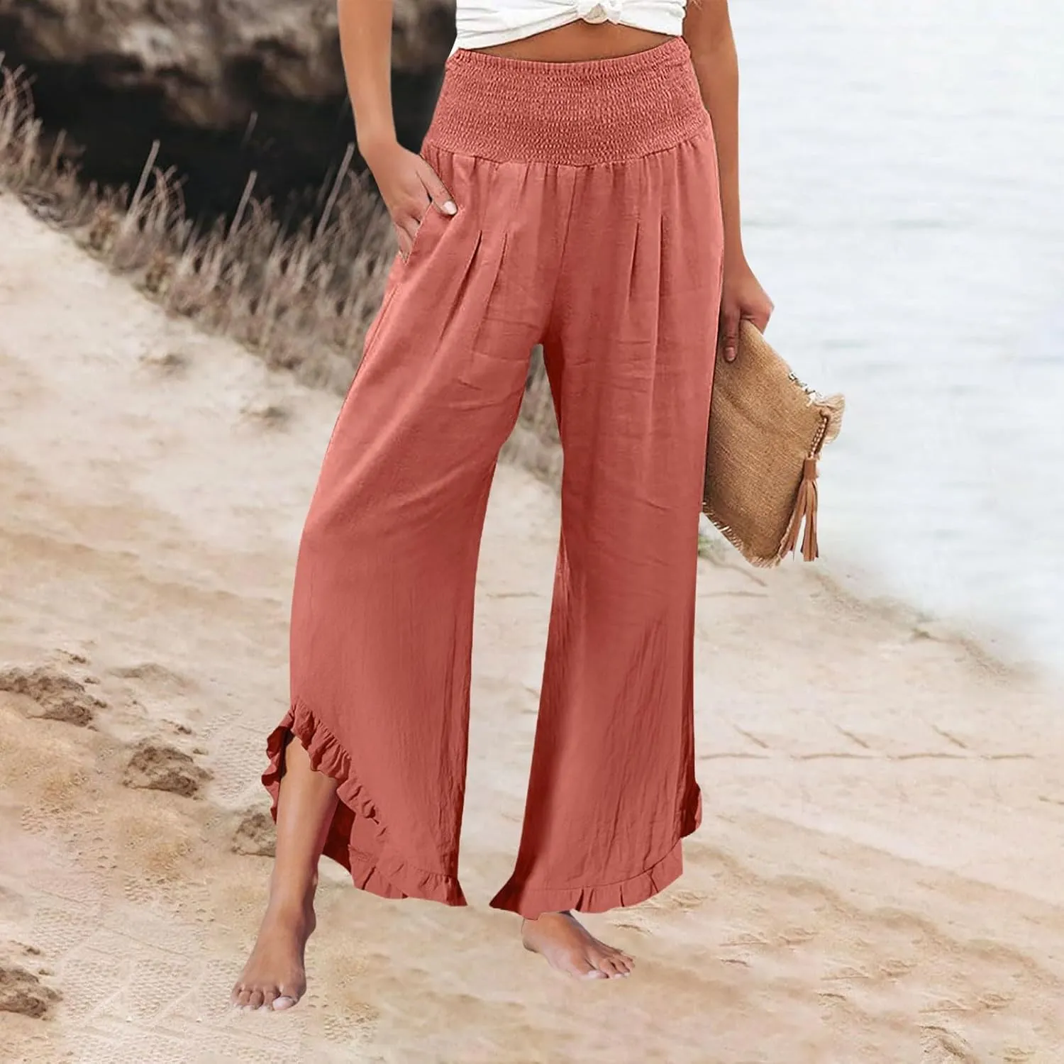 Wide Leg Pants for Women, Wide Leg High Waist Pants Summer Straight