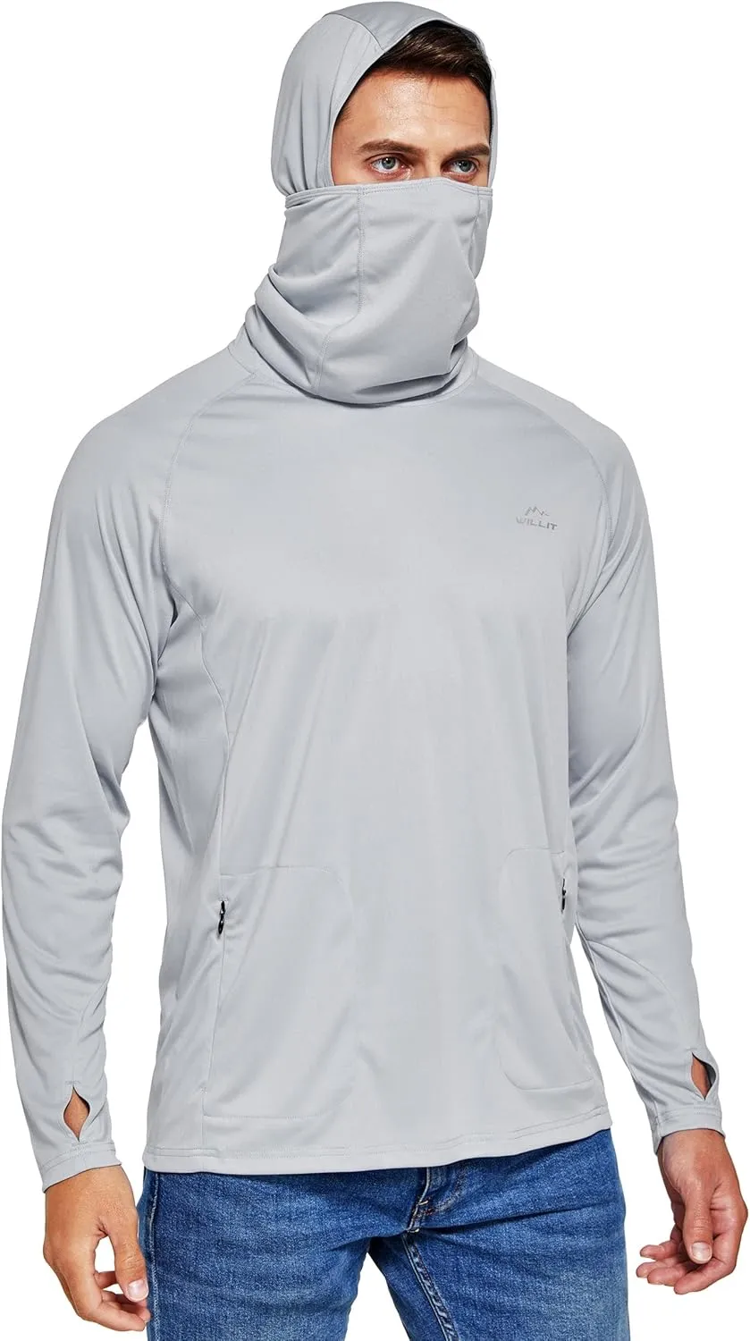 Willit Men's Sun Protection Hoodie UPF 50  Fishing Hiking Shirt Long Sleeve SPF UV Shirt Rash Guard Lightweight