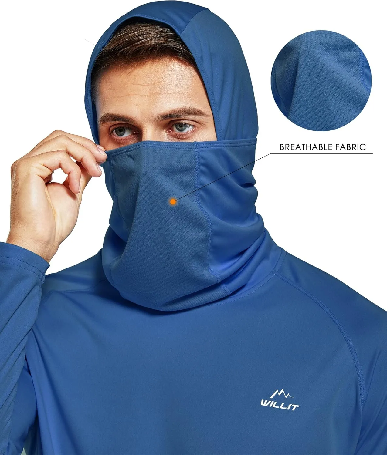 Willit Men's Sun Protection Hoodie UPF 50  Fishing Hiking Shirt Long Sleeve SPF UV Shirt Rash Guard Lightweight