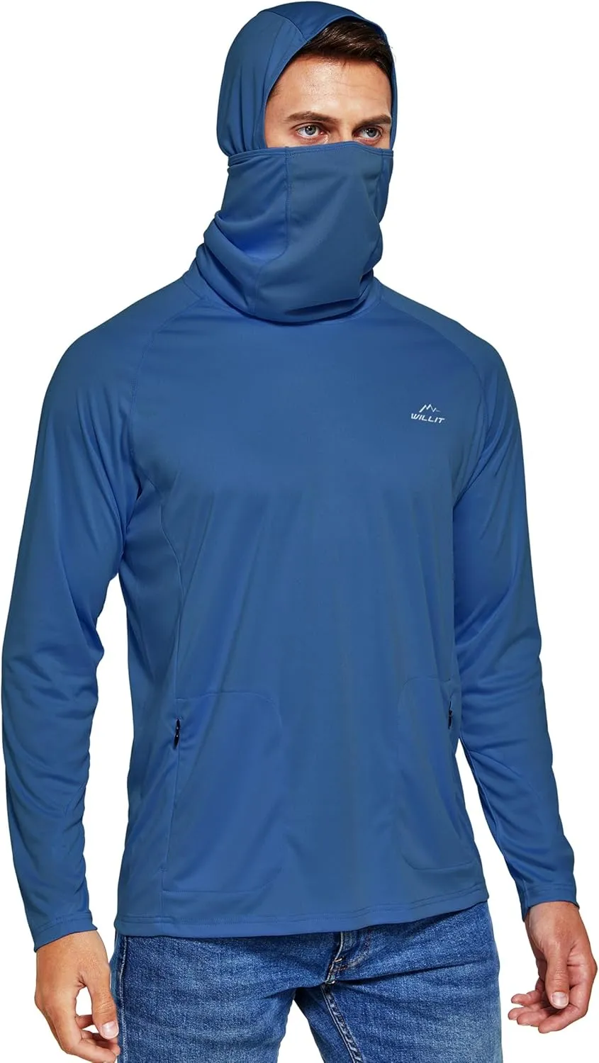 Willit Men's Sun Protection Hoodie UPF 50  Fishing Hiking Shirt Long Sleeve SPF UV Shirt Rash Guard Lightweight