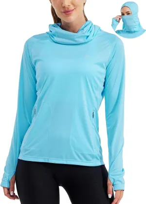 Willit Women's Sun Protection Hoodie UPF 50  Fishing Hiking Shirt Long Sleeve SPF Shirt with Face Mask Lightweight