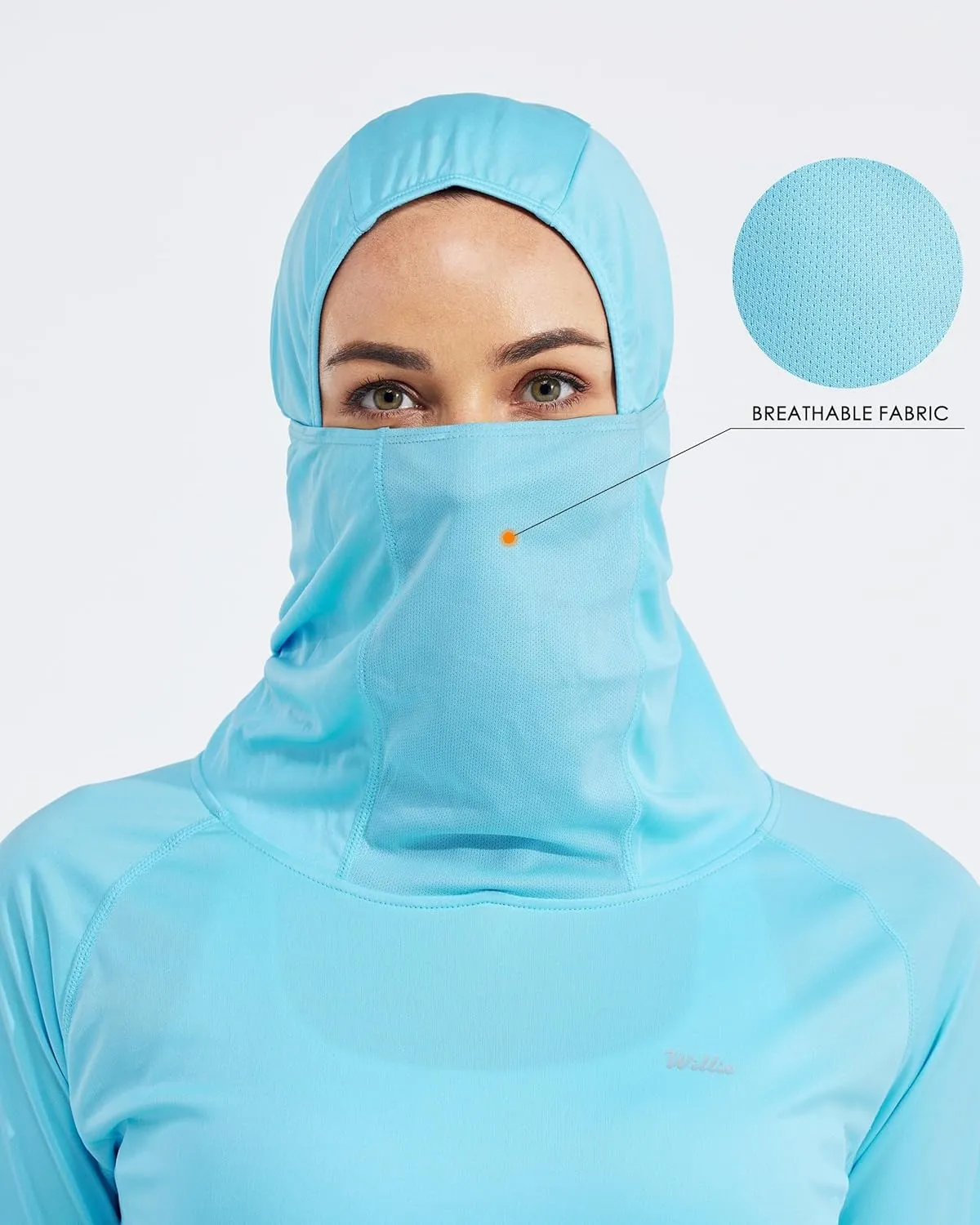 Willit Women's Sun Protection Hoodie UPF 50  Fishing Hiking Shirt Long Sleeve SPF Shirt with Face Mask Lightweight