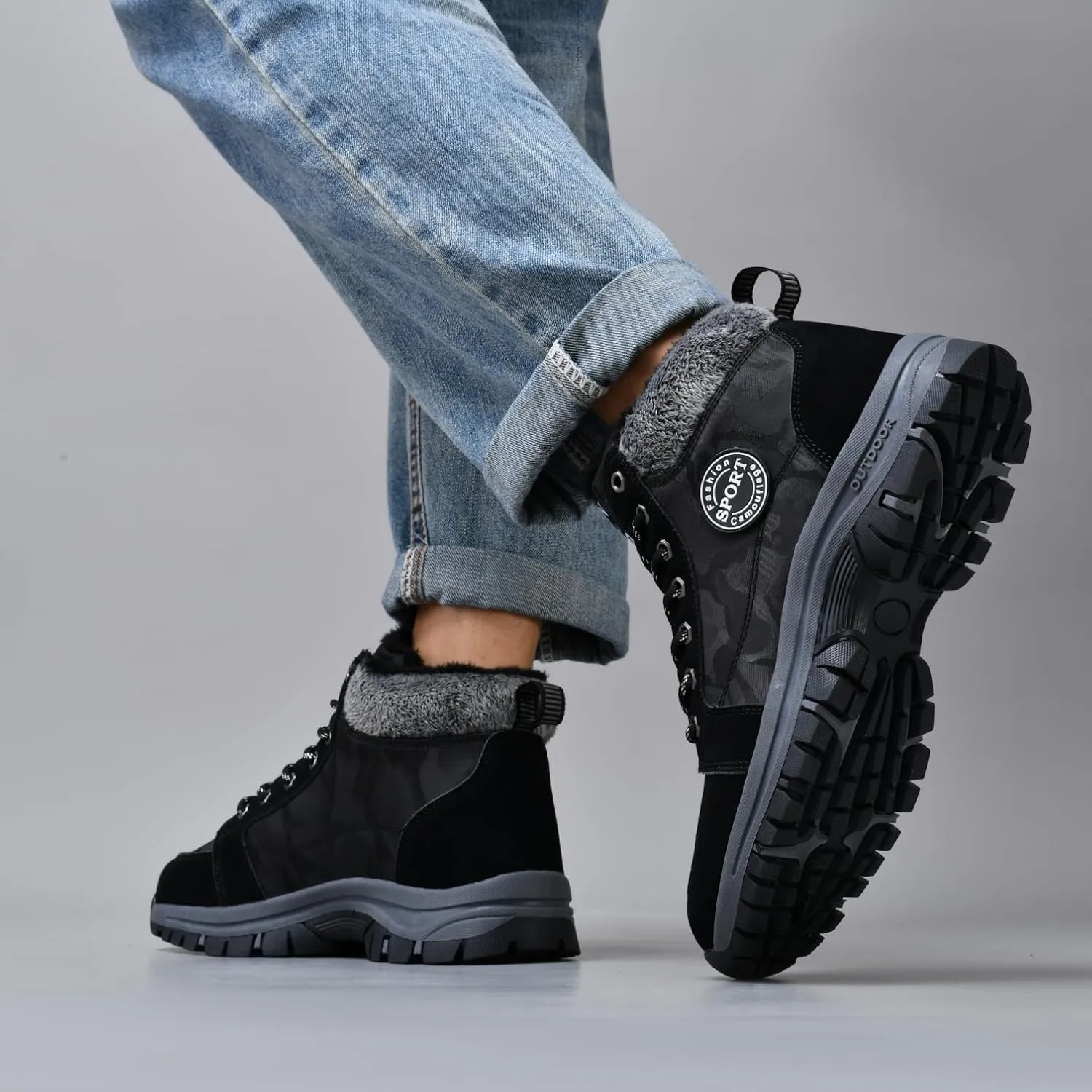 Winter Boots for Men Women Warm Lined Non Slip Hiking Boot Outdoor Waterproof Snow Boots