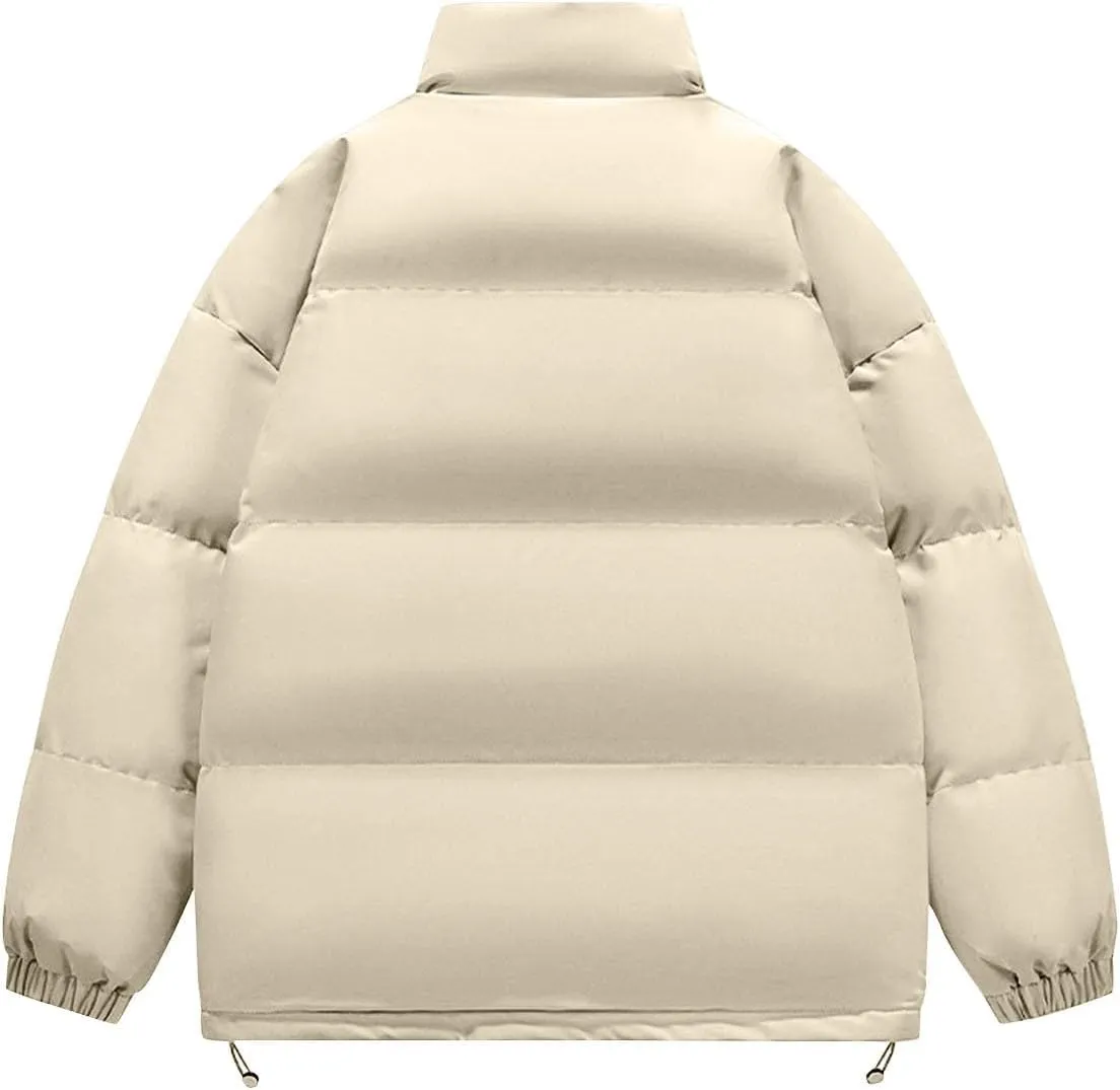 Winter Coats for Men Quilted Cotton Puffer Jacket Couples Thermal Thicken Outerwear Full Zip Warm Jacket with Pockets