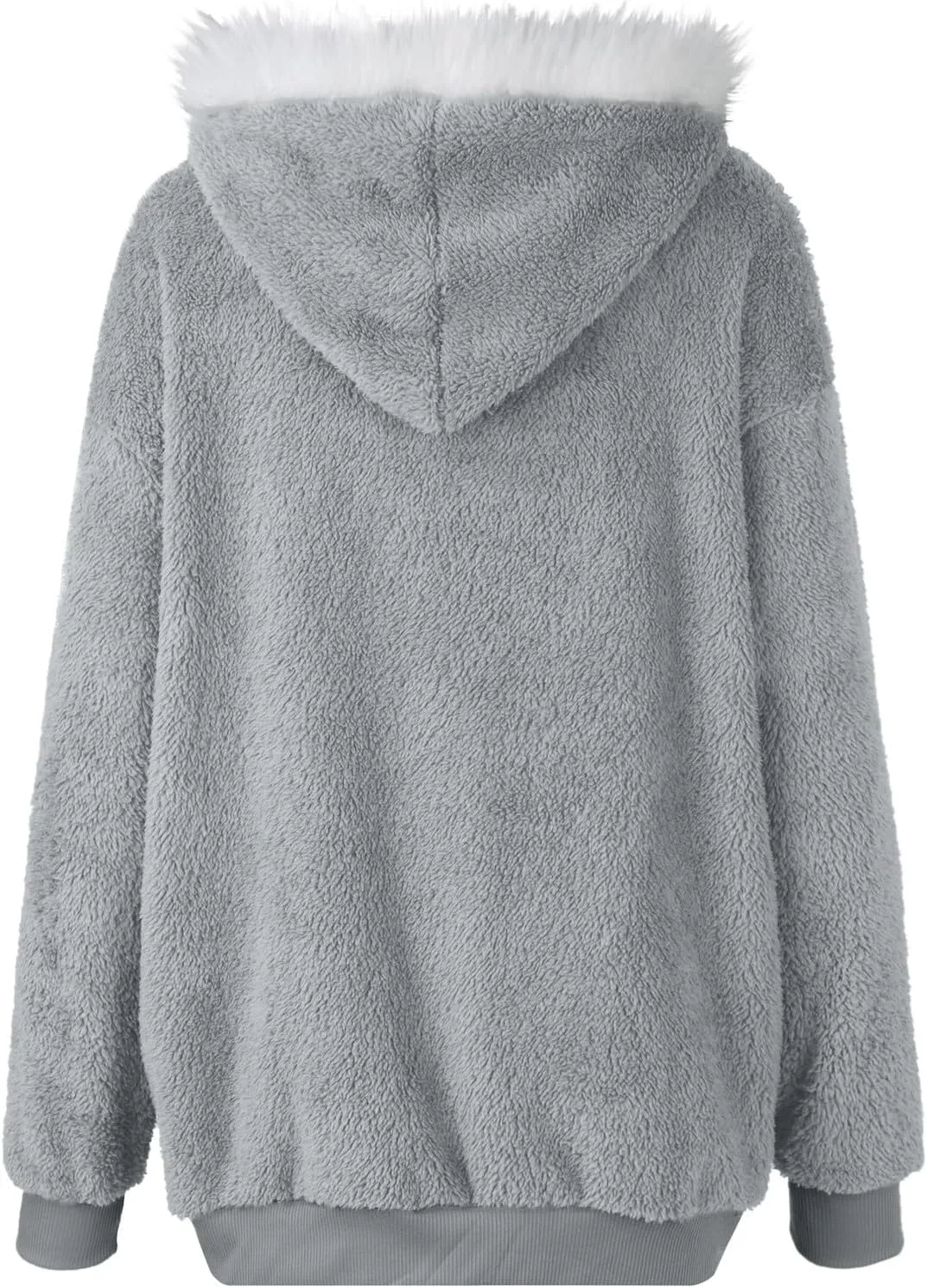 Winter Coats for Women 2024 Long Sleeve Faux Fur Fleece Jacket Zipper Plus Size Hooded Fuzzy Outerwear With Pockets