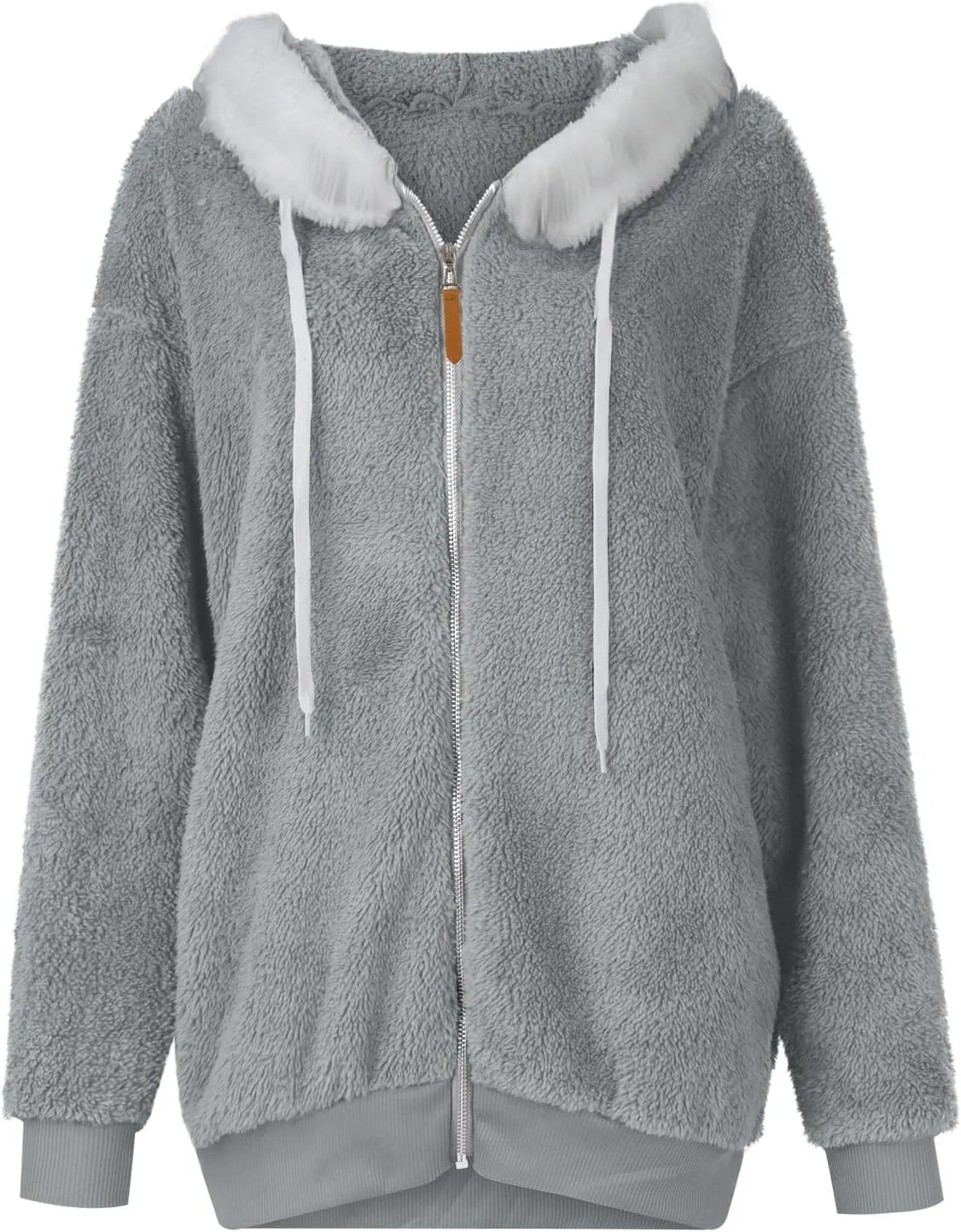 Winter Coats for Women 2024 Long Sleeve Faux Fur Fleece Jacket Zipper Plus Size Hooded Fuzzy Outerwear With Pockets