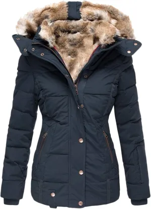 Winter Coats for Women 2024 Waterproof Warm Parka Jacket Mid Length Thick Fleece Lined Trench Coat with Faux Fur Hood