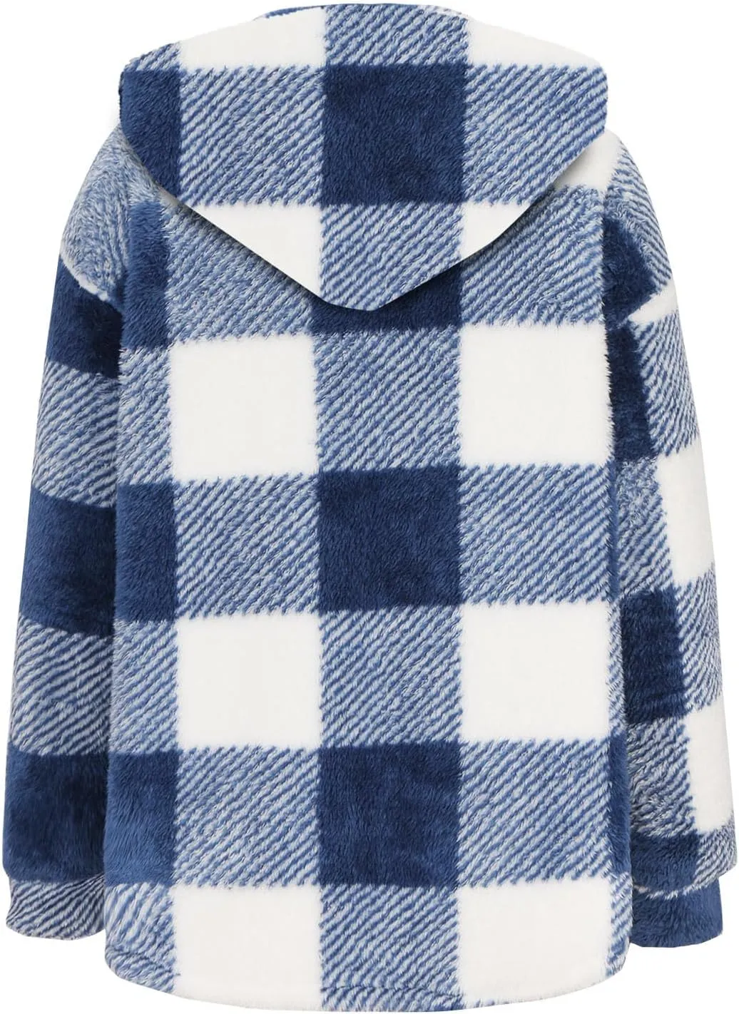 Winter Coats for Women Plaid Fleece Jackets with Hood Lightweight Cardigan Sweaters Warm Sherpa Jacket 2024