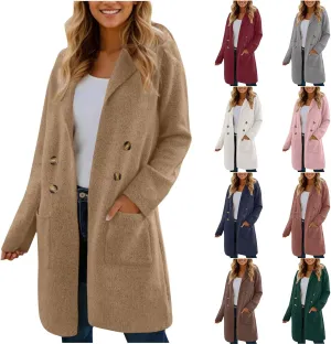 Winter Trench Coats for Women Wool Blend Peacoat Long Jackets Double Breasted Overcoats Lightweight Cardigans