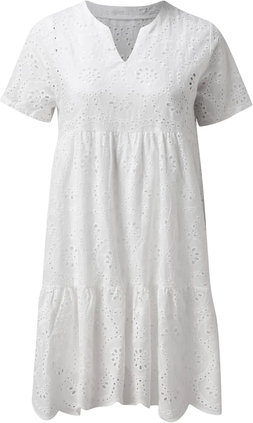 Women Dress Solid Lace Hollow Sexy Beach Dress Casual Plus Size Loose Hide Belly Fat Summer Bohemian Sundress 2024