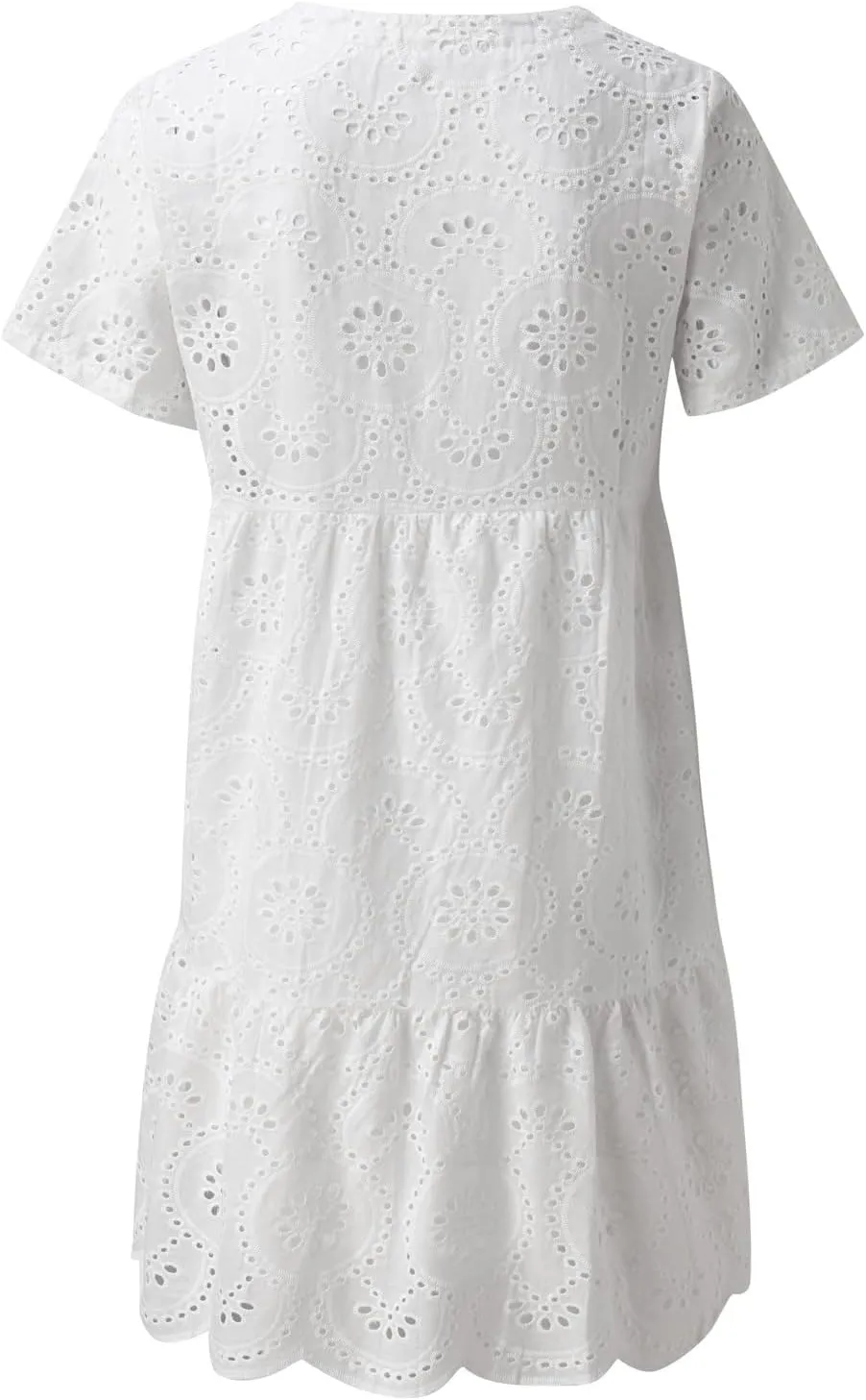 Women Dress Solid Lace Hollow Sexy Beach Dress Casual Plus Size Loose Hide Belly Fat Summer Bohemian Sundress 2024
