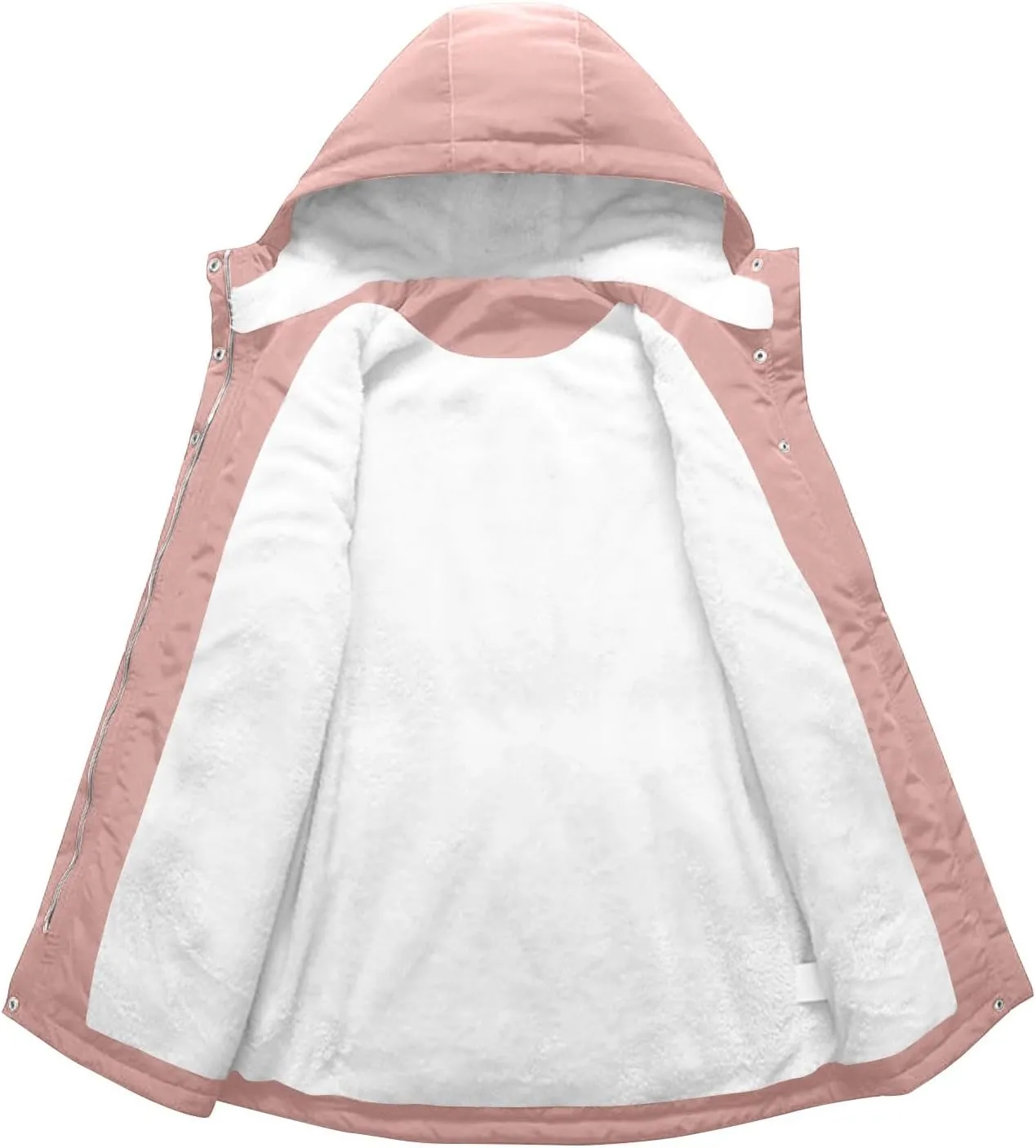 Women Faux Fur Hooded Parka Coats Winter Fleece Sherpa Lined Mid Length Jacket Winter Outwear Windproof Warm Jackets