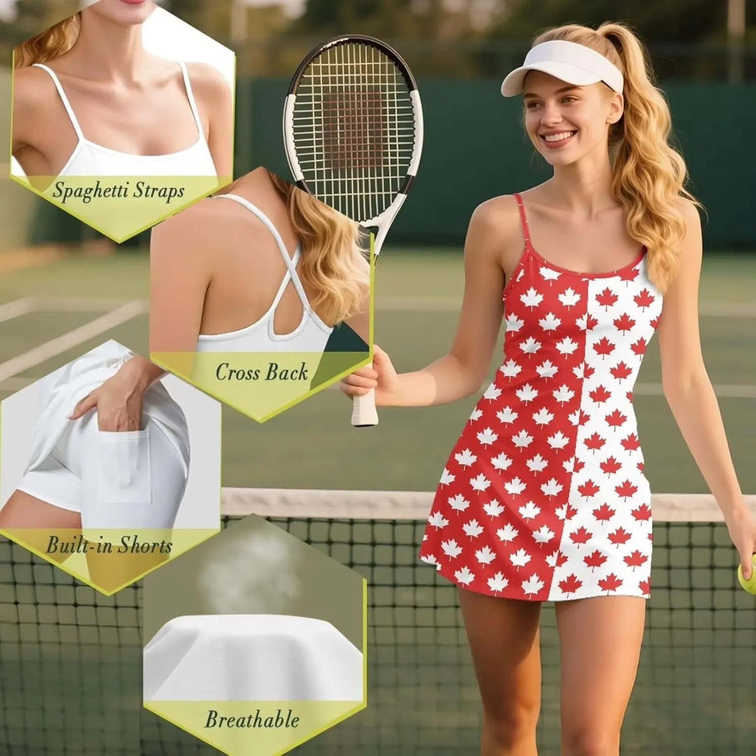 Women Golf Dress with Built-in Short Casual Athletic Tennis Workout Skort Breathable and Soft XS-2XL