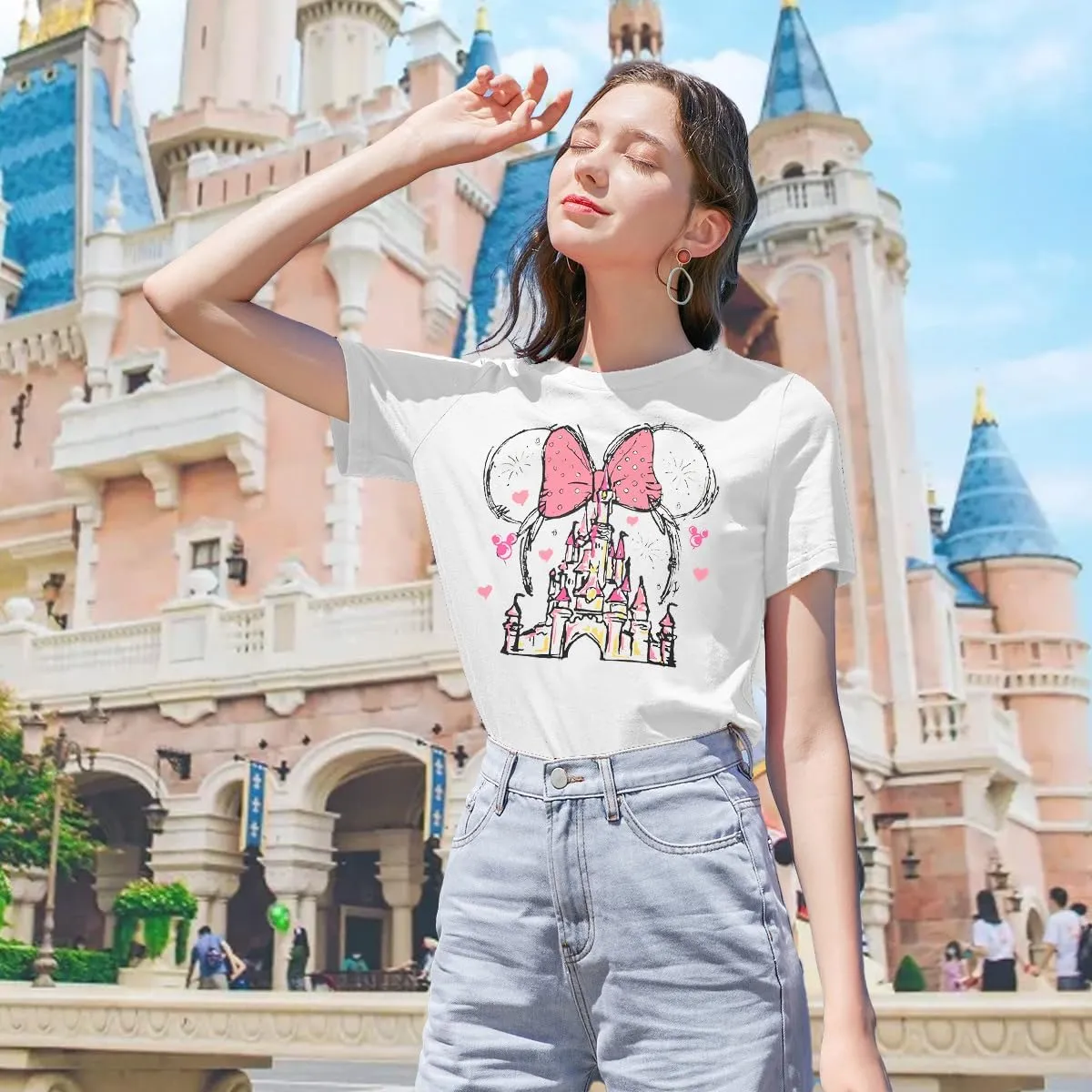 Women Magic Kingdom Shirt Castle Graphic Shirts Casual Family Vacation Holiday T Shirt Cute Short Sleeve Tee Top