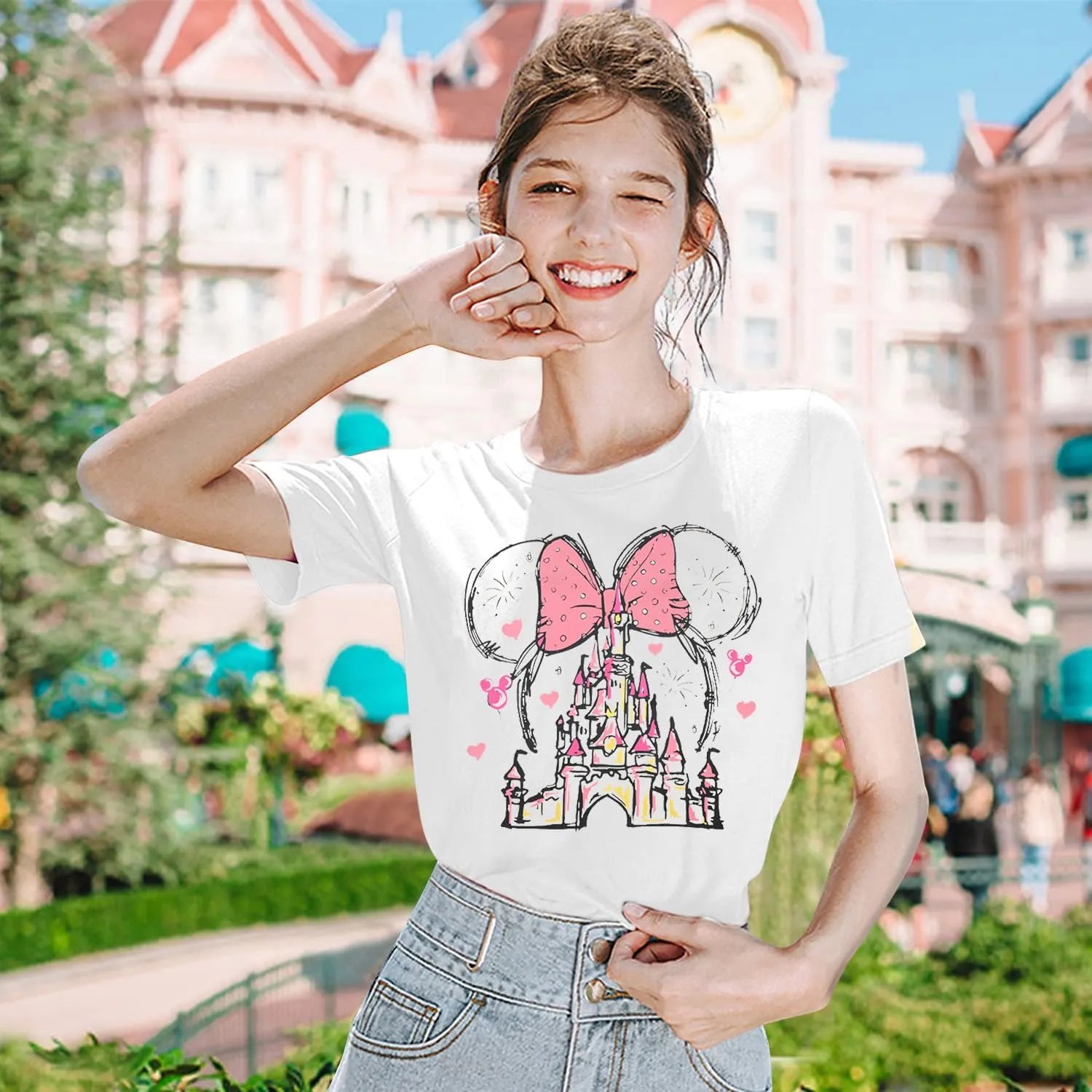 Women Magic Kingdom Shirt Castle Graphic Shirts Casual Family Vacation Holiday T Shirt Cute Short Sleeve Tee Top