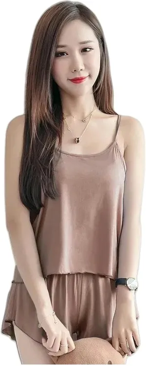 Women Sexy Pajamas Sleepwear Pajama Set Nightgowns Camisole Shorts Spagjetti Strap Black Smooth Soft