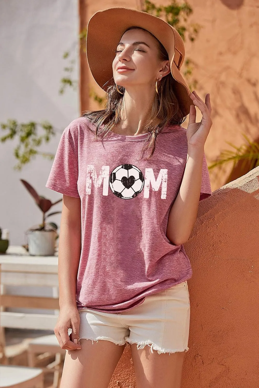 Women Soccer Mom Shirt Game Day Football Shirts Mom Letter Printed Graphic Tee Soccer Ball Mom Life Causal Top