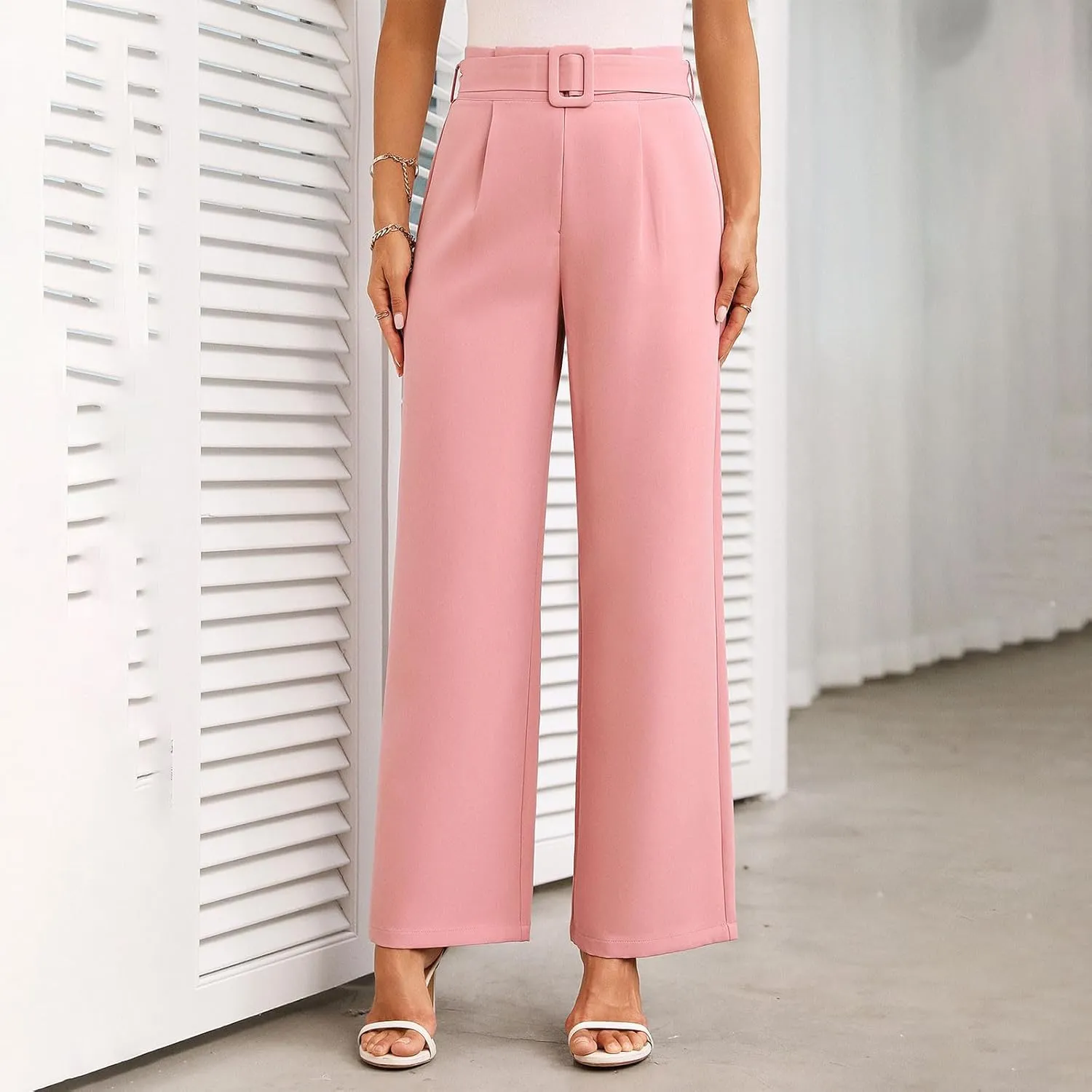 Women Suit Pants Formal Business Office Casual Slacks Workwear Trousers High Waisted Straight Leg Stylish Pants