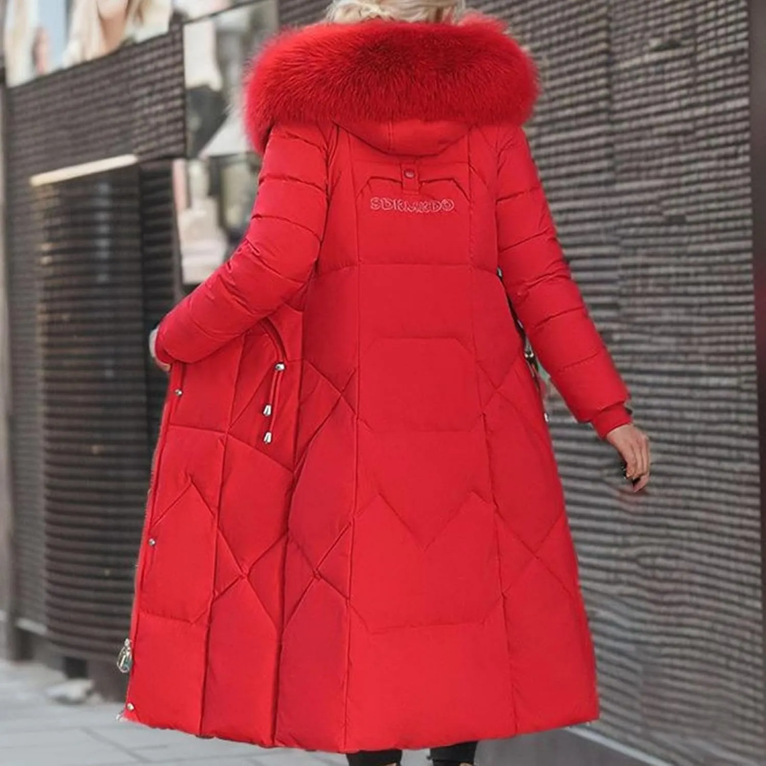 Women Warm Down Jacket With Fur Hood Long Puffer Coat Plus Size Praka Quilted Jacket Padded Winter Coats Outerwear 2023