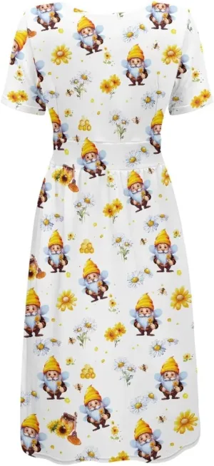 Women's 1950s Retro Rockabilly Dress Floral Motif Audrey Style Hepburn Waist-Slimming A-line Dress Short Sleeve