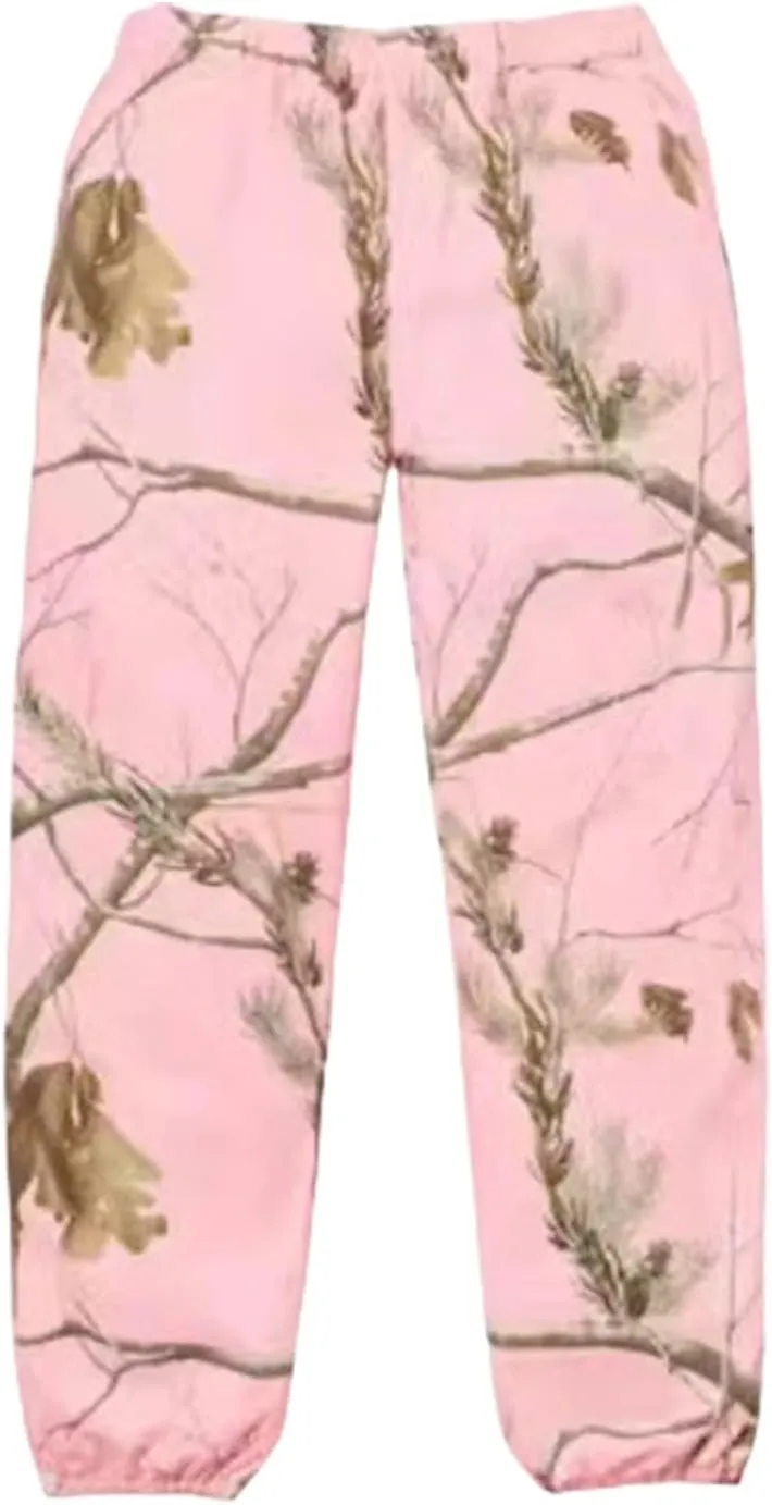 Womens Camo Pants Casual Elastic Waist Wide Leg Pants Lightweight Baggy Sweatpants with Pocket