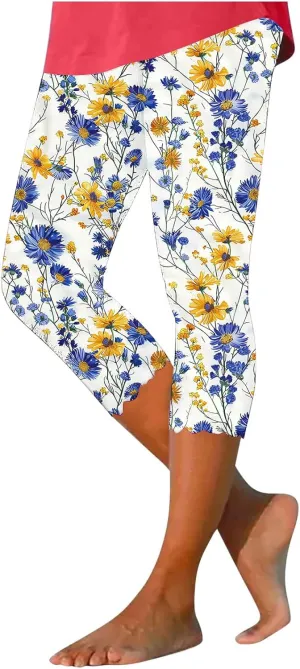 Womens Capris for Summer Dressy Cropped High Waist Yoga Pants Comfy Stretchy Leggings Workout Compression Pants
