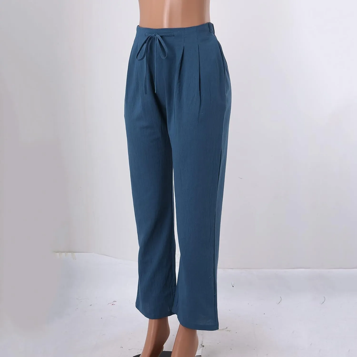 Women's Casual Pants Solid Cotton Drawstring Elastic High Waist Lightweight Joggers with Pockets 2025 Fit Summer