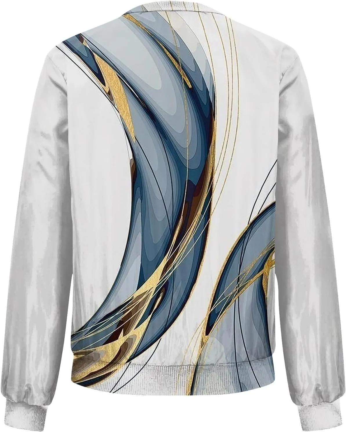 Women'S Coat 2024 with Zipper Fashionable Multi Print Long Sleeved Jacket