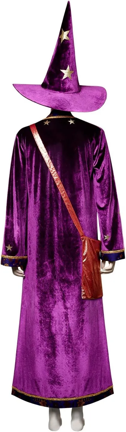 Women's Cosplay Costume Witch Dress with Hat Bag Purple Cloak Robe Shirt Skirt Suit Halloween Dress Up